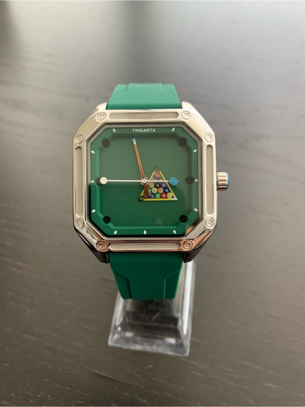 Green Dial Pool-Table Inspired Square Watch Green Strap